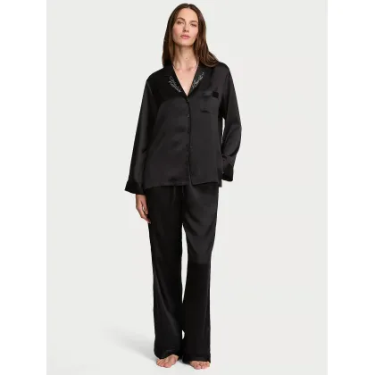 Pijama de cetim — Victoria's Secret Pijama Preto Cetim, Victoria's Secret